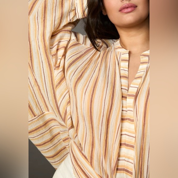 Anthropologie Oversized Striped Front-Tie Top, XSP - Picture 2 of 3